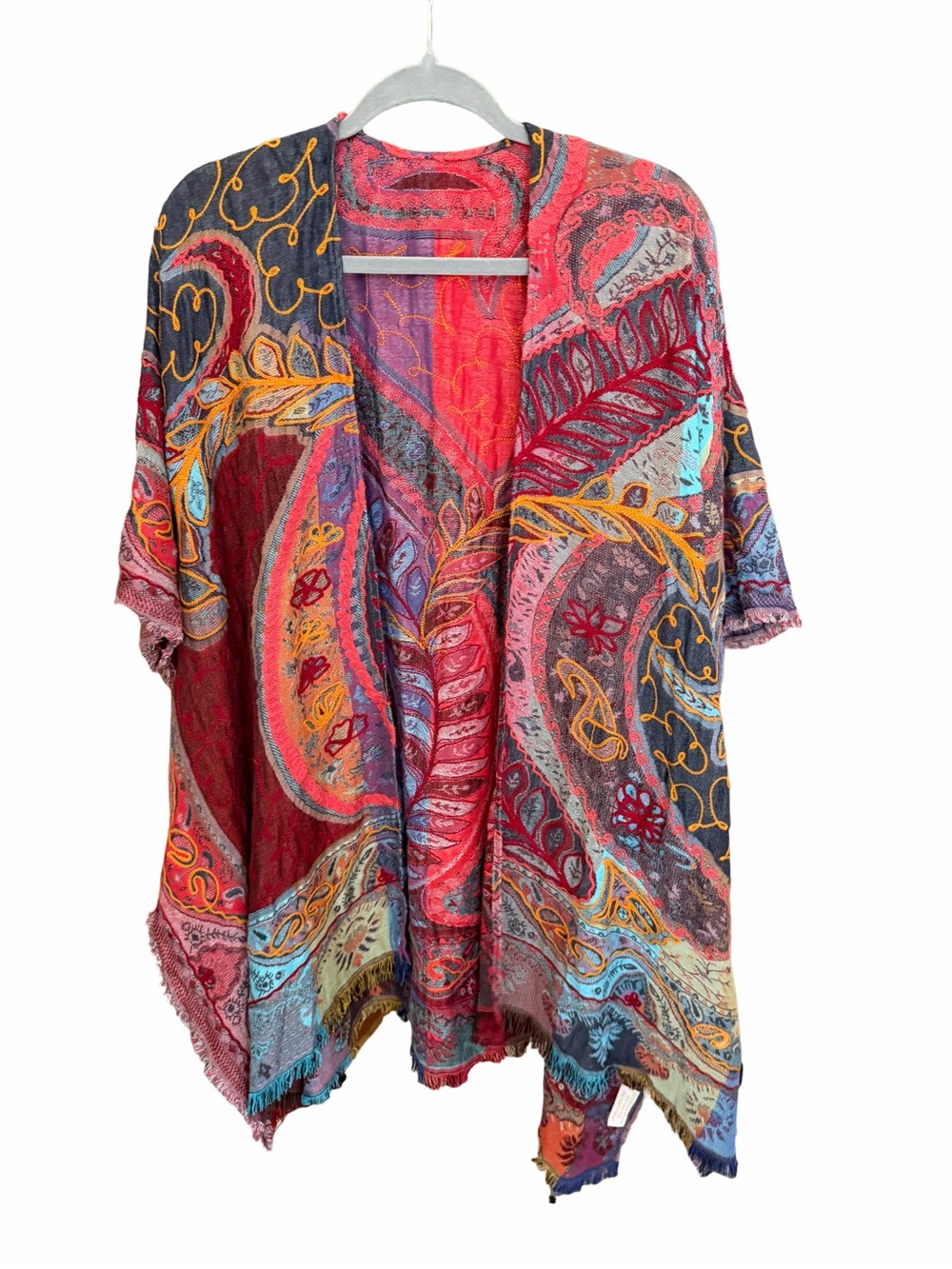 Nepalese Colorful Paisley Open-Front Cape